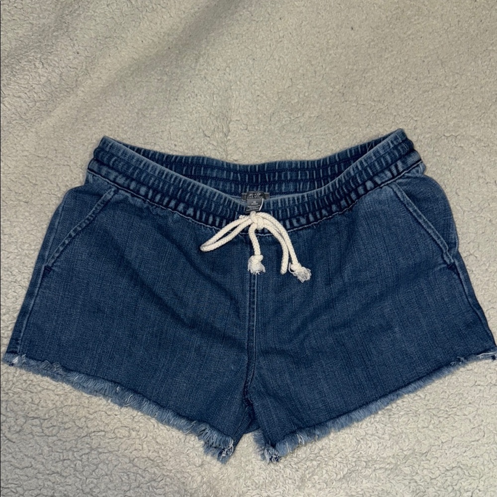Aerie Blue Jean Shorts with Elastic Waistband